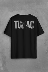 Tupac Amaru Shakur Awesome 2Pac Rap Music Sırt Ön Baskılı Oversize Tişört Unisex T-Shirt - Thumbnail