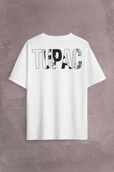 Tupac Amaru Shakur Awesome 2Pac Rap Music Sırt Ön Baskılı Oversize Tişört Unisex T-Shirt