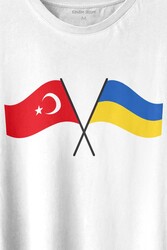 Turkey And Ukraine Türkiye Ve Ukrayna Dostluğu Savaşa Hayır Baskılı Tişört Unisex T-shirt - Thumbnail