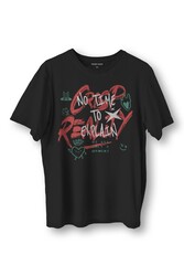 Typography Design Crispy Reality Y2K Grunge Street Grafitti Baskılı Siyah T-shirt - Thumbnail