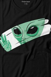 Ufo Uzaylı Yeşil E.T. Nasa Gezegen Baskılı Tişört Çocuk T-shirt - Thumbnail