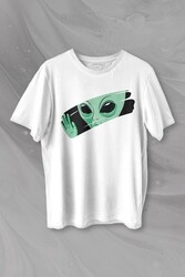 Ufo Uzaylı Yeşil E.T. Nasa Gezegen Baskılı Tişört Unisex T-shirt - Thumbnail