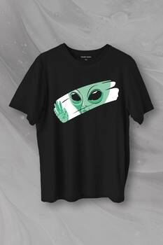 Ufo Uzaylı Yeşil E.T. Nasa Gezegen Baskılı Tişört Unisex T-Shirt