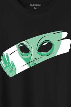 Ufo Uzaylı Yeşil E.T. Nasa Gezegen Baskılı Tişört Unisex T-Shirt