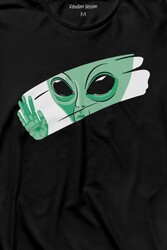 Ufo Uzaylı Yeşil E.T. Nasa Gezegen Uzun Kollu Tişört Baskılı T-Shirt - Thumbnail