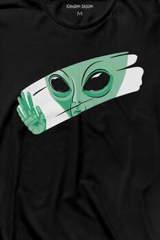 Ufo Uzaylı Yeşil E.T. Nasa Gezegen Uzun Kollu Tişört Baskılı T-Shirt