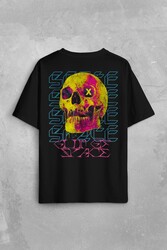 Unisex Oversize Baskılı T-shirt Thermal Skull Y2K Renkli Kuru Kafa - Thumbnail