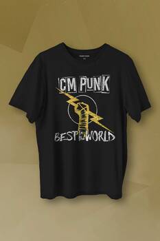 Unisex T-shirt Best In The World CM Punk Karma Dövüş Cmpunk Gym Spor Siyah Baskılı Tişört