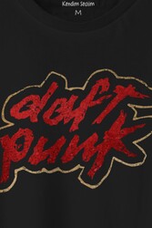 Unisex T-shirt Daft Punk Logo Homework Albüm Müzik Siyah Baskılı Tişört - Thumbnail