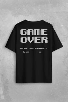 Unisex T-shirt Game Over Atari Retro Pixel Oyun Oversize Tişört