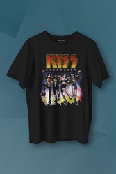 Unisex T-shirt Kiss The Destroyer Rock Music Album Siyah Baskılı Tişört - Thumbnail