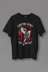 Unisex T-shirt Muay Thai Fight The Art Of Fighting Dövüş Siyah Baskılı Tişört - Thumbnail