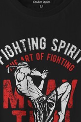 Unisex T-shirt Muay Thai Fight The Art Of Fighting Dövüş Siyah Baskılı Tişört - Thumbnail