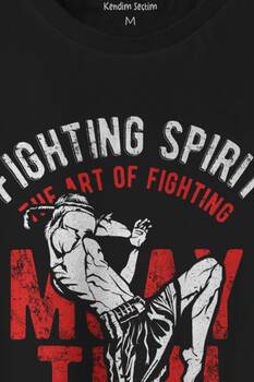 Unisex T-shirt Muay Thai Fight The Art Of Fighting Dövüş Siyah Baskılı Tişört