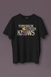 Unisex T-shirt Tomorrow Never Knows y2k Future Vintage Sokak Siyah Baskılı Tişört - Thumbnail