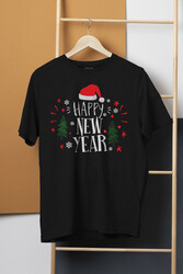 Unisex Tişört Happy New Year 2025 Yeni Yıl Hediye Noel Yılbaşı Baskılı T-shirt - Thumbnail