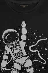 Uzayda El Sallayan Astronot Cosmos Baskılı Tişört Unisex T-shirt - Thumbnail