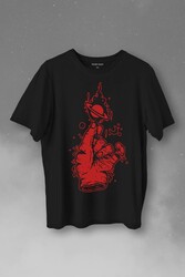 Uzayda El Satürn Halkaları Çizimli Lolipop Hellfire Ateş Baskılı Tişört Unisex T-Shirt - Thumbnail