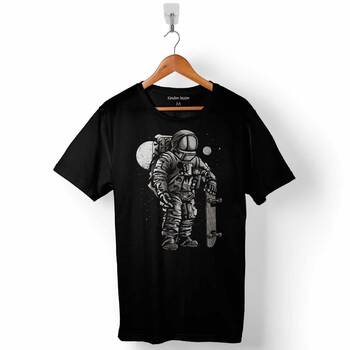 Uzayda Kaykay Astronot Ay Nasa Uzay Cosmos Baskılı Tişört Unisex T-Shirt