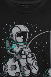 Uzayda Olta Atan Astronot Cosmos Uzay Gezegen Baskılı Tişört Unisex T-shirt - Thumbnail