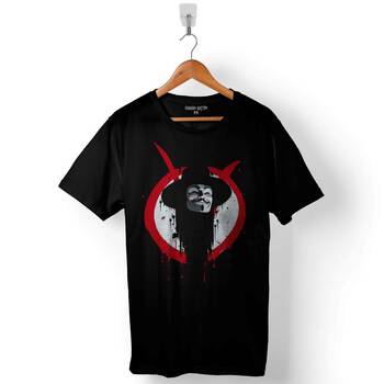 V For Vendetta Vandeta Silüet Logo 3 Baskılı Tişört Unisex T-Shirt