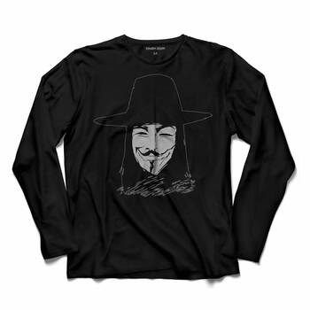 V FOR VENDETTE MASK VANDETTA UZUN KOLLU TİŞÖRT