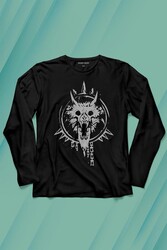 Viking Fenrir Wolf Head Vikings Kurt Kafa Uzun Kollu Tişört Baskılı T-Shirt - Thumbnail