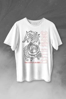 Viking Fenrir Wolf Vikings Kurt Kafa Street Baskılı Tişört Unisex T-shirt