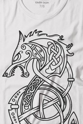 Viking Fenrır Wolf Vıkıngs Kurt Kafa Street Urban Baskılı Tişört Çocuk T-shirt - Thumbnail