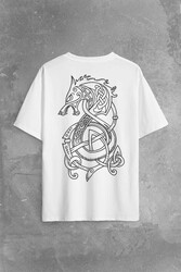 Viking Fenrir Wolf Vikings Kurt Kafa Street Urban Sırt Ön Baskılı Oversize Tişört Unisex T-Shirt - Thumbnail