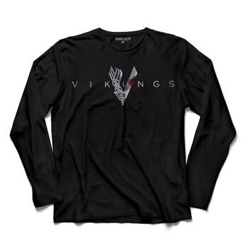 VIKINGS BLOOD LOGO SKULL HEAD VİKİNGLER UZUN KOLLU TİŞÖRT