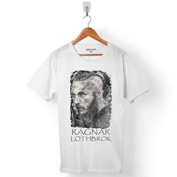 VIKINGS RAGNAR LOTHBROK LOGO SKULL HEAD VİKİNGLER ERKEK TİŞÖRT