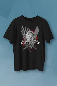 Vikings Ragnar Lothbrok Vikingler Savaşçı Baskılı Tişört Unisex T-Shirt