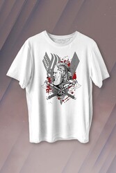 Vikings Ragnar Lothbrok Vikingler Savaşçı Baskılı Tişört Unisex T-Shirt - Thumbnail