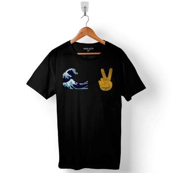 Water Su Tavşan Two Fingers Zafer Emoji Baskılı Tişört Unisex T-Shirt