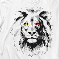 White Long Sleeve T-shirt Aslan Kafa Sarı Kırmızı Göz Gri Lion Head Uzun Kollu Tişört - Thumbnail