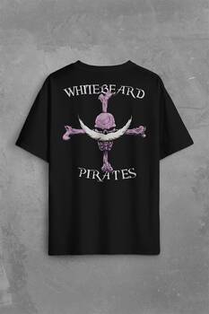 Whitebeard Amiral Prates One Piece Luffy Sırt Ön Baskılı Oversize Tişört Unisex T-Shirt