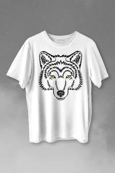 Wolf Head Kurt Silüeti Kafa Bozkurt Baskılı Tişört Unisex T-shirt