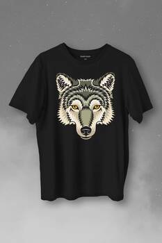 Wolf Head Kurt Silüeti Kafa Bozkurt Baskılı Tişört Unisex T-Shirt