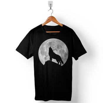 Wolf Moon Bozkurt Ay Uluyan Kurt Göktürk Baskılı Tişört Unisex T-Shirt