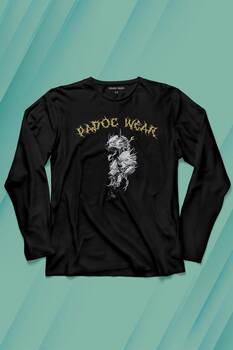 Wolf Padoc Kurt Exclusive Gothic Dark Uzun Kollu Tişört Baskılı T-Shirt