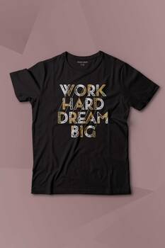 Work Hard Dream Big Gym Spor Body Baskılı Çocuk Tişört Kısa Kollu