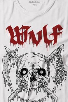 Wulf Metal Rock Band Skull Kuru Kafa Urban Gothic Baskılı Tişört Çocuk T-shirt