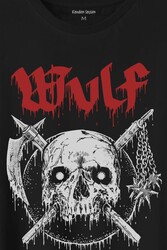 Wulf Metal Rock Band Skull Kuru Kafa Urban Gothic Baskılı Tişört Unisex T-Shirt - Thumbnail