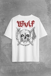 Wulf Metal Rock Band Skull Kuru Kafa Urban Gothic Sırt Ön Baskılı Oversize Tişört Unisex T-Shirt - Thumbnail