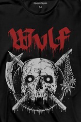 Wulf Metal Rock Band Skull Kuru Kafa Urban Gothic Uzun Kollu Tişört Baskılı T-Shirt - Thumbnail