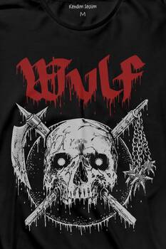 Wulf Metal Rock Band Skull Kuru Kafa Urban Gothic Uzun Kollu Tişört Baskılı T-Shirt