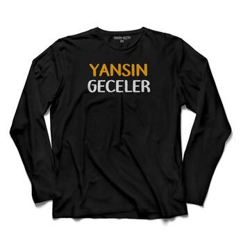 YANSIN GECELER ESPİRİLİ EĞLENCELİ UZUN KOLLU TİŞÖRT