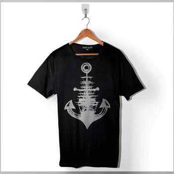 Yelken Demir Çapa Anchor Baskılı Tişört Unisex T-Shirt