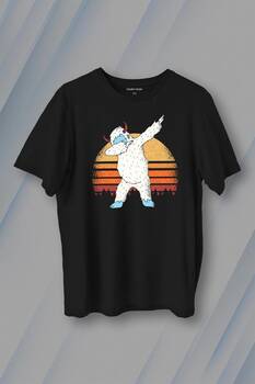 Yeti Dans Dabbing Kocaayak Funny Dance Baskılı Tişört Unisex T-Shirt